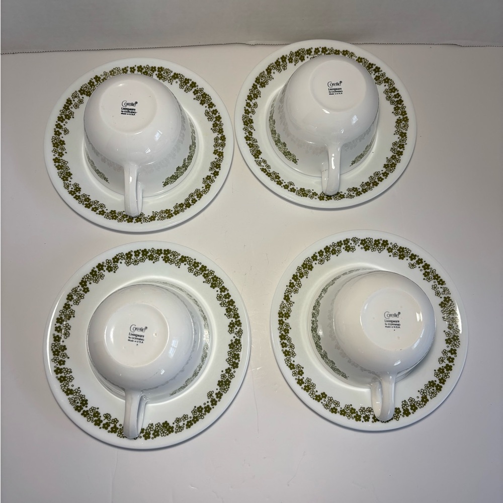 Corelle Spring Blossom Flat Cups Saucers Set Of 4 Crazy Daisy By Corning USA - Picture 5 of 14
